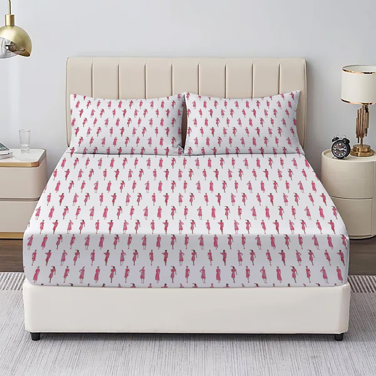 Printed Bed Sheet Printed Bed Sheet single red lady print
