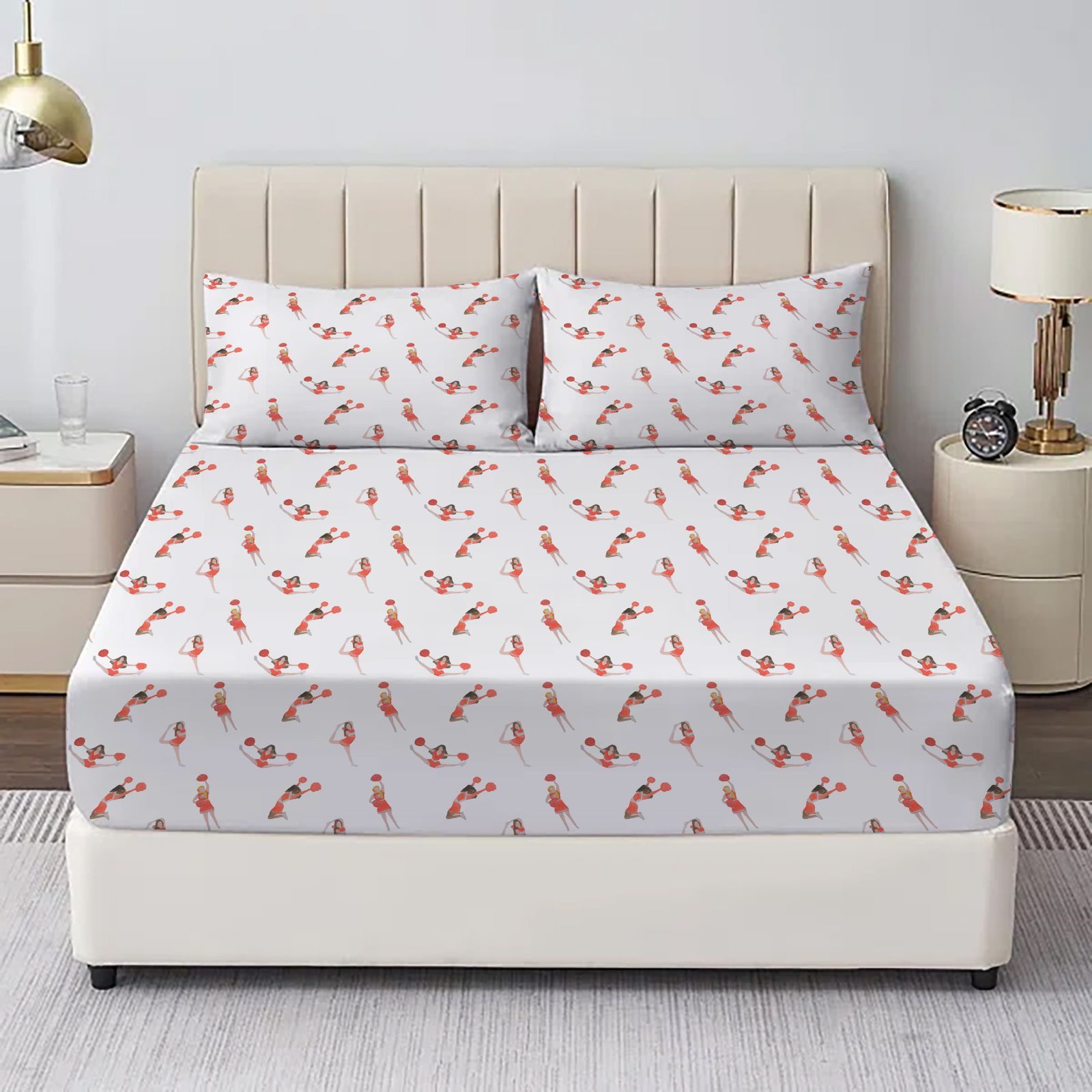Printed Bed Sheet Printed Bed Sheet orange print