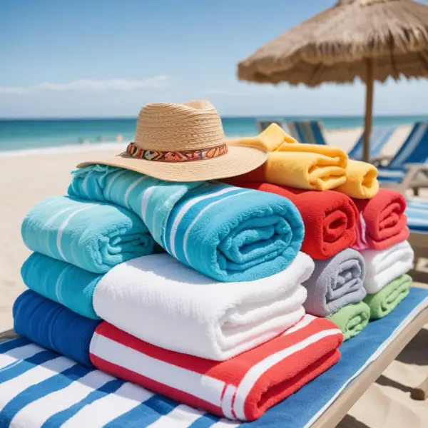 Multi Color Beach & Pool Towels with hat Multi Color Beach & Pool Towels with hat